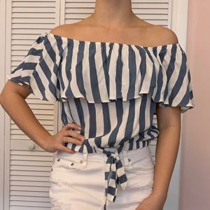 NWT Blue and white striped top